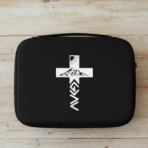 Ladies Religious Black White Cross Bible Case - Book Cover Carrying Case